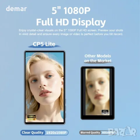 Shimbol CP5 Lite 5" 1080P селфи монитор екран за Android с магнитен калъф, снимка 6 - Селфи стикове, аксесоари - 49872399