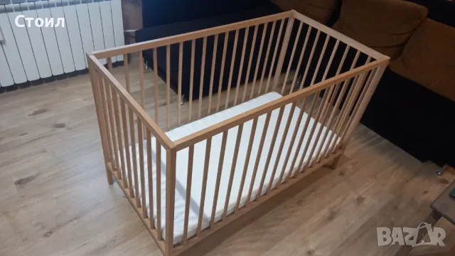 IKEA Креватче + матрак + протектор + обиколник, снимка 2 - Бебешки легла и матраци - 49654856
