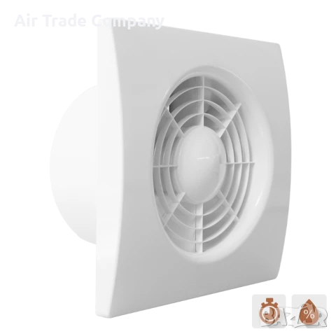 QS/ Ø100HT BB – Вентилатор за баня с клапа, сачмени лагери, таймер и датчик за влага