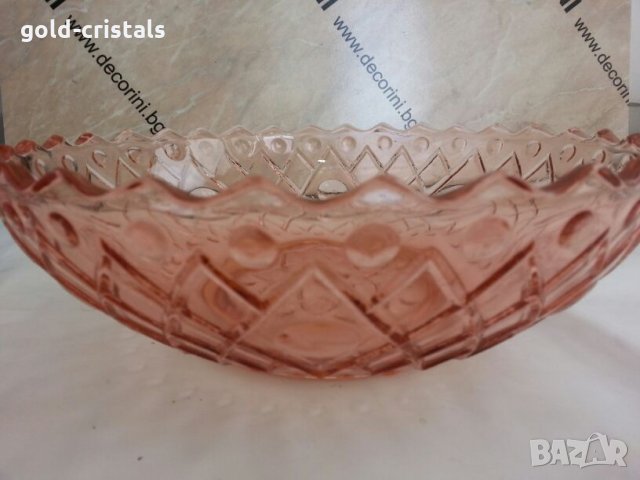 антикварна купа  фруктиера цветно розово стъкло, снимка 15 - Антикварни и старинни предмети - 26223692