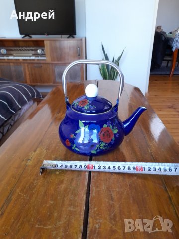 Стар емайлиран чайник #37, снимка 3 - Антикварни и старинни предмети - 36853381