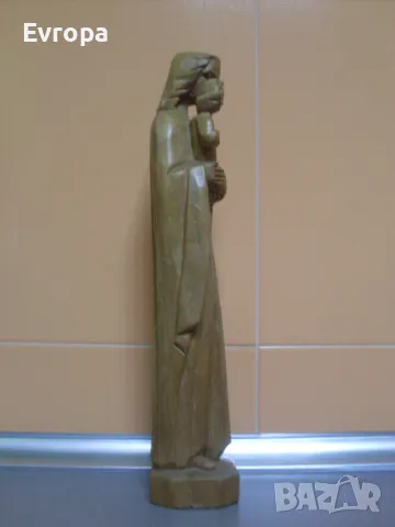 Дървена статуетка, пластика- "Дева с младенец". , снимка 2 - Статуетки - 49476364