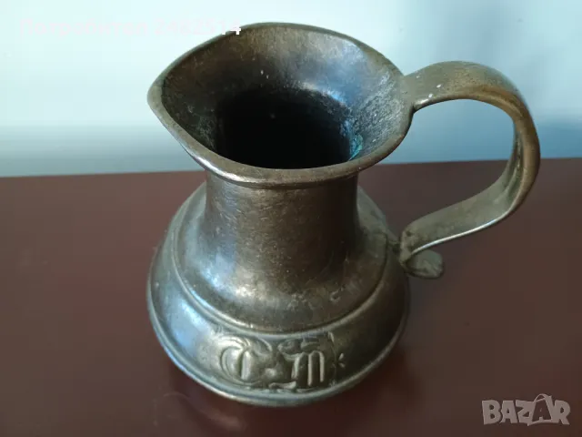 2240 грама. Много стара масивна бронзова кана, ваза. , снимка 3 - Антикварни и старинни предмети - 48901585