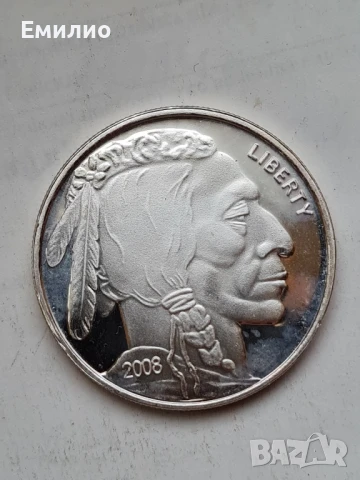 USA. ЕДНА УНЦИЯ ЧИСТО СРЕБРО 0.999 ОТ 2008 год. , снимка 3 - Нумизматика и бонистика - 50918650