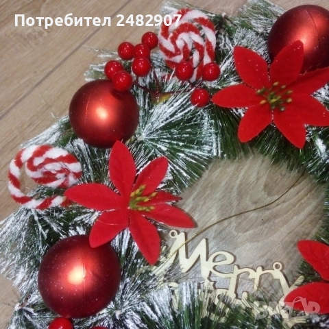 Голям коледен венец, снимка 6 - Декорация за дома - 52842923