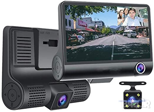 FULL HD с три камери Видеорегистратор за кола, камера за автомобил DVR, ДВР, черна кутия регистратор, снимка 2 - Аксесоари и консумативи - 38488761