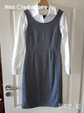 Комбинирана елегантна  рокля MEXX с бяла риза елегантна изчистена колежански училищен стил , снимка 12 - Рокли - 39721243