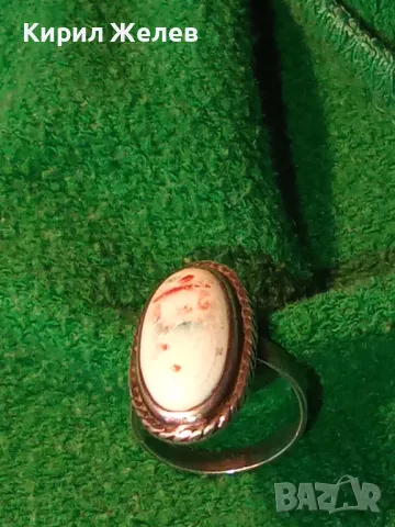 СТАРИНЕН РЕТРО АРТ СРЕБЪРЕН ПРЪСТЕН СРЕБРО ВИСОКА ПРОБА с РЪЧНО РИСУВАН БЯЛ ОПАЛ 30544, снимка 16 - Антикварни и старинни предмети - 49885923