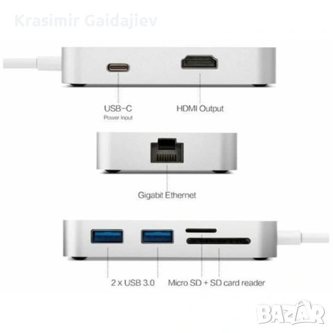 Minix USB-C многопортов адаптер HDMI сребрист