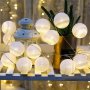 Гирлянд от 10 бр. светещи бели топки за красива декорация/на батерии