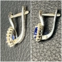 Сребърни обеци естествен САПФИР  чисто нови 925 silver obeci , снимка 7