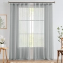 TOPICK Комплект от 2 ленени завеси В 245 x Ш 140 см със скрити бримки, завеси за хол, кухня, спалня, снимка 2