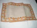 винтидж покривка за маса, ръчно бродирана   ленена покривка за маса, снимка 4