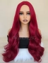 Дълга червена перука без бретон на леки къдрици, снимка 1