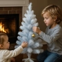 Елегантна елха в бял и син цвят 60 см – Стилна празнична декорация, снимка 2
