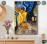 Картина на Ван Гог на кафе на открито през нощта с хора, Забавна и вдъхновяваща стенна украса, снимка 4