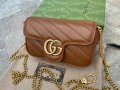 Gucci Кафява коженa Marmont Супер мини чанта Гучи GG лого Made in Italy