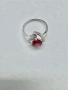Сребърен пръстен със синтетичен рубин, снимка 7