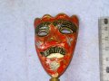 Стара АЗИАТСКА ФОЛКЛОРНА ТРАДИЦИОННА БРОНЗОВА МАСКА ЦВЕТЕН ЕМАЙЛ РЪЧНА ХУДОЖЕСТВЕНА ИЗРАБОТКА 42692, снимка 16