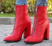 Боти на ток - червена кожа - 810, снимка 2