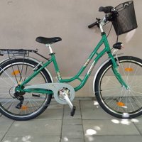 Продавам колела внос от Германия  градски алуминиев велосипед TOURY CITY GREEN 26 цола с кошничка, снимка 1 - Велосипеди - 32781793