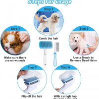 Нова Самопочистваща се четка за кучета Котки домашни любимци + Гребен, снимка 4 - За кучета - 36842640