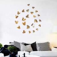 3D 12 броя златисти пеперуди за декорация на стена ПОДАРЪК , снимка 3 - Декорация за дома - 32552124