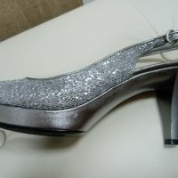 Сребърни сандали на NINE WEST - номер 37, снимка 3 - Дамски елегантни обувки - 26938958