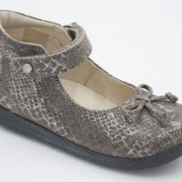 №18, Официални обувки за момиче сиви с панделка и велкро, снимка 1 - Бебешки обувки - 28616929