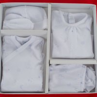 Бебешки памучен комплект за новородено 5 части в бяло и синьо марка Babidu , снимка 3 - Комплекти за бебе - 32921014