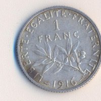 Франция стар сребърен франк 1916 година, снимка 1 - Нумизматика и бонистика - 38318536