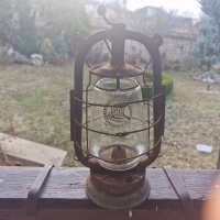 Стар фенер от 20 век с релефно стъкло, снимка 1 - Антикварни и старинни предмети - 43610517
