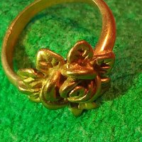 Старинен бронзов пръстен роза ювелирна изработка уникат -12739, снимка 3 - Антикварни и старинни предмети - 28889239