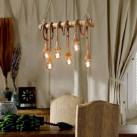 Бамбукова електрическа висяща лампа, креативна декорация, снимка 3 - Декорация за дома - 44894550