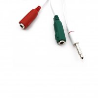 AUX кабел за музика 1 мъжко / 2 женски със 3 пина - Бял, снимка 1 - Кабели и адаптери - 43083206