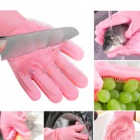 Магически силиконови ръкавици за миене на съдове Magic Brush, снимка 5 - Аксесоари за кухня - 33630396