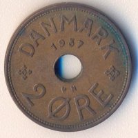 Дания 2 йоре 1937 година, снимка 1 - Нумизматика и бонистика - 38066441
