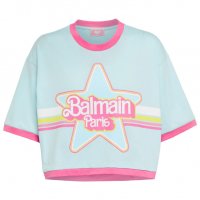 BALMAIN x Barbie Logo Print Cropped Oversized Дамска Тениска size XS и M, снимка 2 - Тениски - 36887497