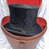 Черен бобър цилиндър Joshua Turner с оригинална кожена кутия, снимка 2 - Антикварни и старинни предмети - 40490765