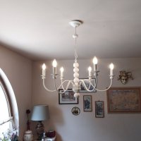  Класика в бяло,полилей с абажур, лампа за таван с шапка,,модерно осветление за спалня,трапезария, снимка 7 - Лампи за таван - 26410033