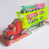 Детска играчка Автовоз на три етажа с автобуси, снимка 1 - Коли, камиони, мотори, писти - 26955079
