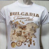 Нова бяла мъжка тениска с трансферен печат България - Treasure Land (Земя на съкровищата), снимка 3 - Тениски - 28213431