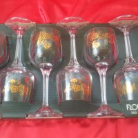 Кристални чаши комплект 6 бр за вино Чехословакия, златна шарка, столче в кутията си, снимка 10 - Чаши - 33301789