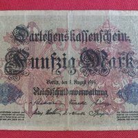 Райх банкнота 50 марки 1914г. Германия перфектна за колекционери 28216, снимка 5 - Нумизматика и бонистика - 37143424