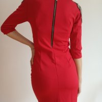 Стилна червена рокля, снимка 2 - Рокли - 33121708