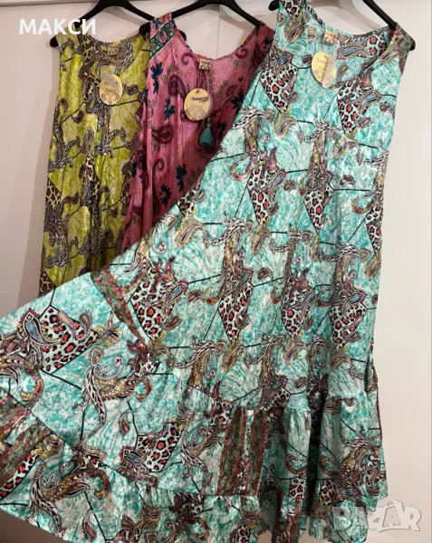 Разкошна сатенена дълга лятна рокля в 3 модерни красиви десена - лека, ефирна и перфектна за тялото , снимка 1