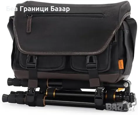 Нова Водоустойчива чанта за фотоапарат DSLR, 3 обектива + статив, винтидж стил, снимка 1