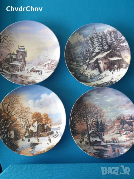 4бр Furstenberg Бавария/немска колекционерска декоративна порцеланова чиния-картина/пейзажи, снимка 1