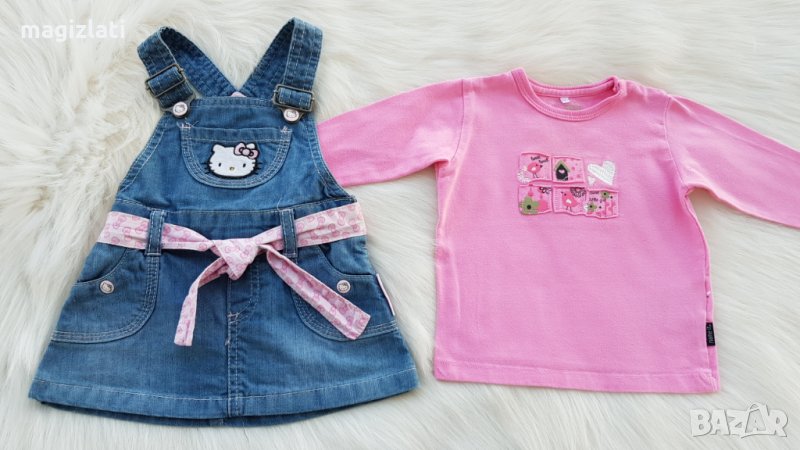 Дънков сукман и блузка 62-68см., снимка 1