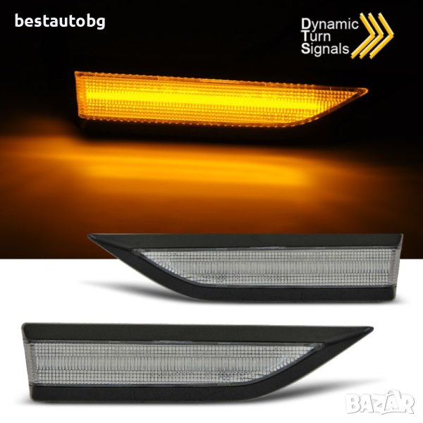 Диодни мигачи за Volkswagen Caddy (2015+) черни с бягаща светлина, снимка 1